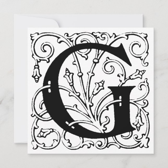 Monogram G Initial Black and White Floral Pattern (Front)