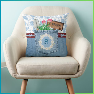 Monogram Garden Spring Decorative Throw Pillow