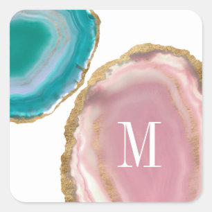 Monogram   Gem Stones I Square Sticker