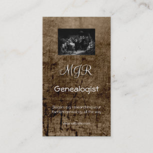 Monogram, Genealogy Business, leather-effect Business Card
