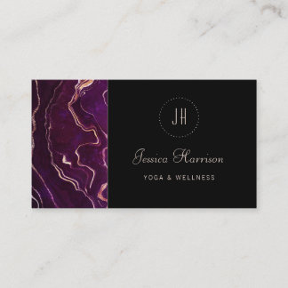 Monogram Geode Dark Purple Black Abstract Modern Business Card