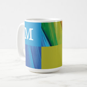 Monogram geometric colourful design coffee mug