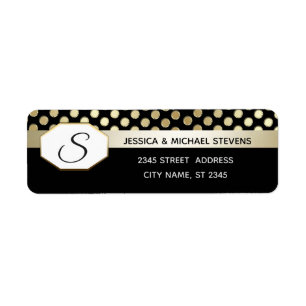 Monogram Geometric dots modern gold/black wedding