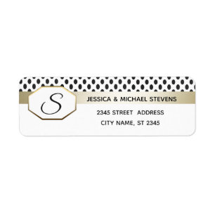 Monogram Geometric dots modern gold/white wedding