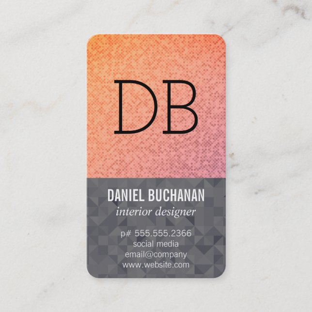 Monogram Geometric Pattern Business Card (Front)