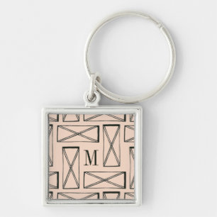 Monogram   Geometric Rectangle X Design Key Ring