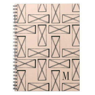 Monogram   Geometric Rectangle X Design Notebook