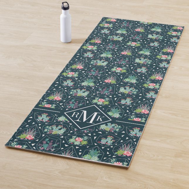 Monogram | Geometric Succulents Pattern Yoga Mat (In Situ)
