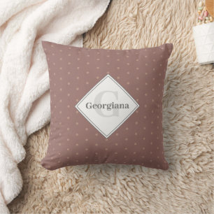 Monogram Geometric Warm Neutrals Brown Polka Dots Cushion