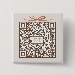 Monogram Gift & Bow QR Code   Registry Cash Fund 15 Cm Square Badge