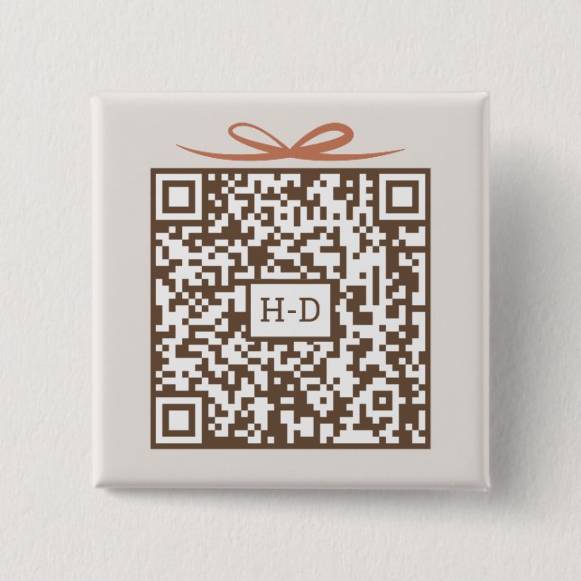 Monogram Gift & Bow QR Code | Registry Cash Fund 15 Cm Square Badge (Front)