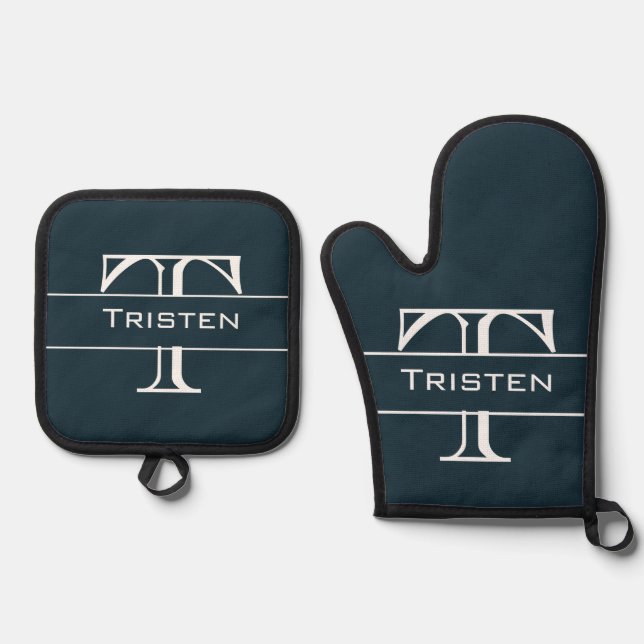 Monogram Gift Oven Mitt & Pot Holder Set (Front)