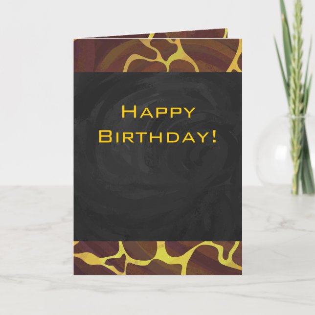 Monogram Giraffe Brown, Yellow Print Card (Front)