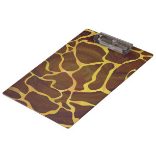Monogram Giraffe Brown, Yellow Print Clipboard
