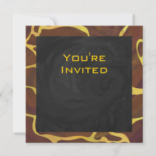 Monogram Giraffe Brown, Yellow Print Invitation