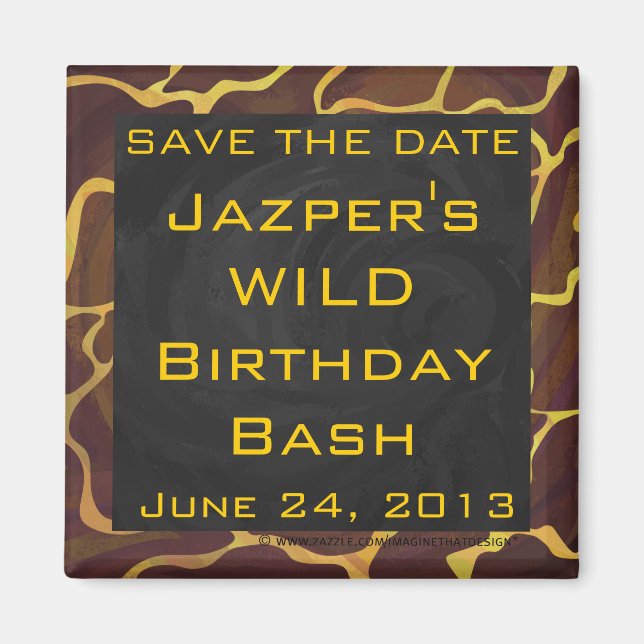 Monogram Giraffe Brown, Yellow Print Magnet (Front)
