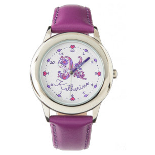 Monogram girls K doodle art Katherine name watch