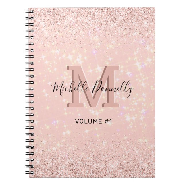 Monogram Girly Chic Pink Notebook (Front)