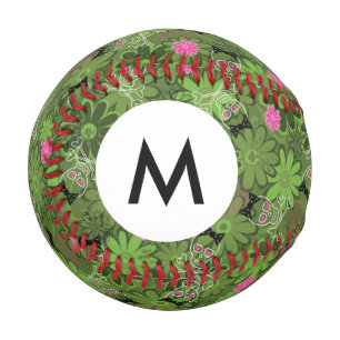 Monogram Girly Punk Skulls on Flower Camo Baseball