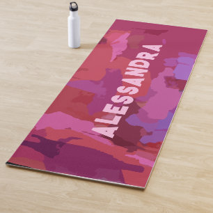 Monogram girly red pink abstract pattern modern yoga mat