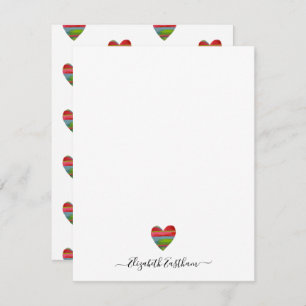 Monogram Girly Script Simple Heart Note Card