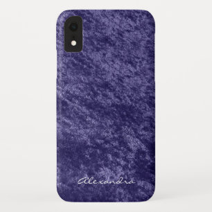 Monogram Girly Violet Purple Velvet Faux Fabric Case-Mate iPhone Case