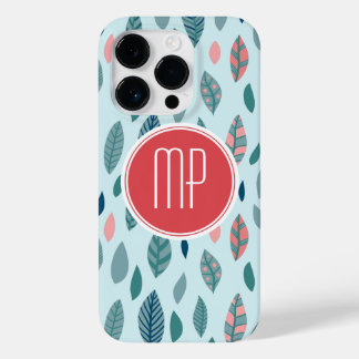 Monogram Girly Whimsical Leaves Pattern Case-Mate iPhone 14 Pro Case