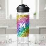 Monogram Glitter Personalised Rainbow   Water Bottle<br><div class="desc">This design may be personalised in the area provided by changing the photo and/or text. Or it can be customised by clicking Personalise this Template and then choosing the click to customise further option and delete or change the colour of the background, add text, change the text colour or style,...</div>