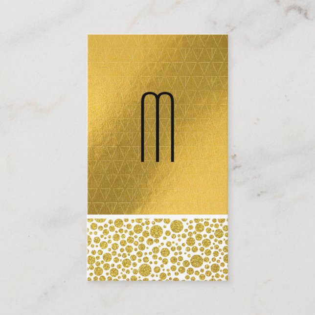 Monogram | Glitter Polka Dot | Lux Geometric Business Card (Front)