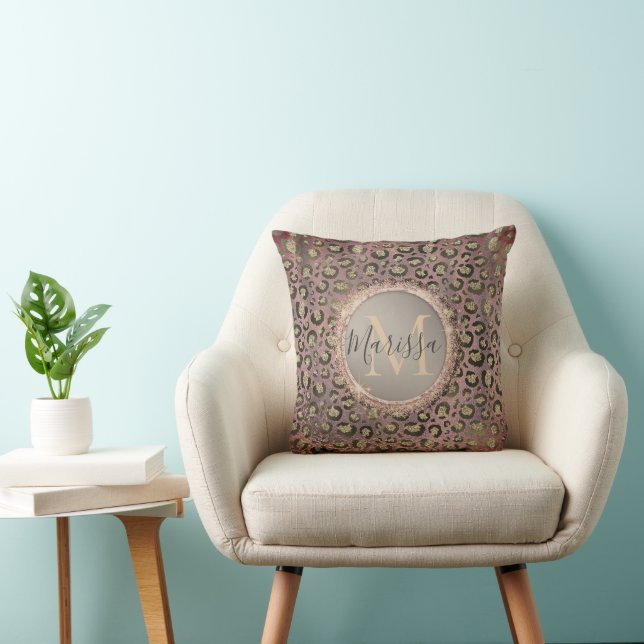 Monogram Glittery Chic Leopard  Cushion (Chair)