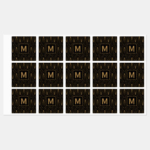 Monogram Gold and Black Art Deco Pattern
