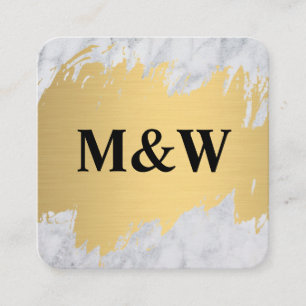 Monogram Gold Brushed and Marble Square Business Card