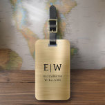 Monogram Gold Brushed Metallic Elegant Luggage Tag<br><div class="desc">Introducing our Monogram Brushed Metallic Elegant Luggage Tag: Elevate your travel experience with this sophisticated accessory. Crafted from brushed metallic material, this luggage tag exudes elegance and style. The monogram design adds a personalised touch, making it easy to identify your luggage while adding a touch of sophistication to your belongings....</div>