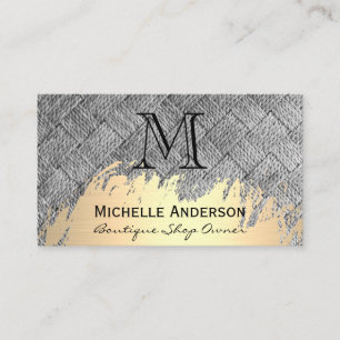 Monogram   Gold Brushed   Weave Business Card