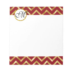 Monogram gold burgundy white professional notepad
