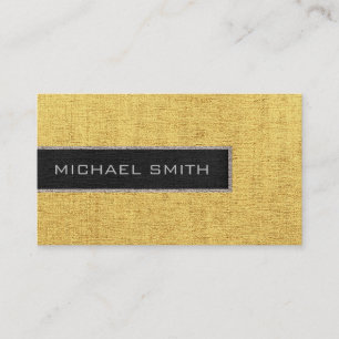 Monogram Gold Burlap Rustic Jute Business Card