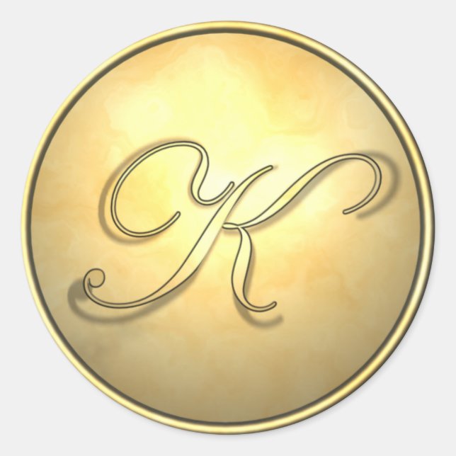monogram_gold classic round sticker (Front)
