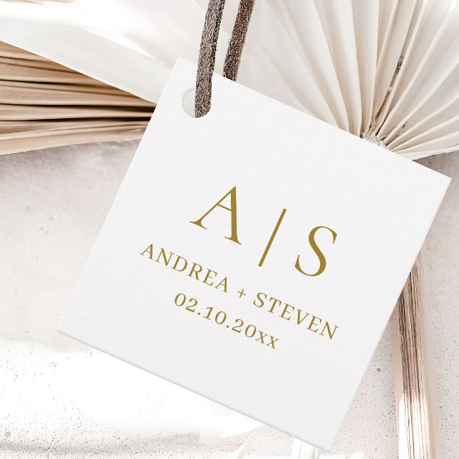 Monogram Gold Classy Wedding  Favour Tags (Creator Uploaded)