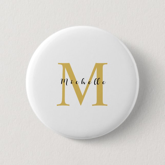 Monogram Gold Colour Your Name Special Gift Belove 6 Cm Round Badge (Front)
