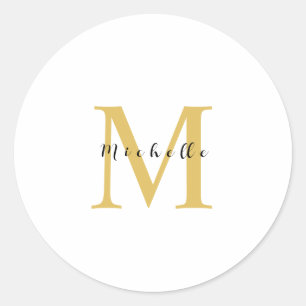 Monogram Gold Colour Your Name Special Gift Belove Classic Round Sticker