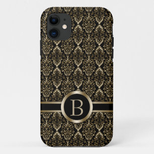 Monogram Gold Damask Pattern iPhone 11 Case