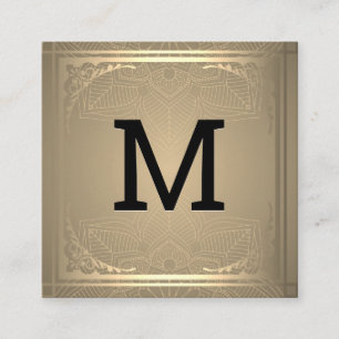 Monogram Gold Decorative Border Square Business Card