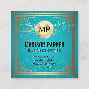 Monogram   Gold Decorative Border Square Business Card