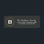 Monogram Gold Dots Return Address Label / Grey<br><div class="desc">Monogram Gold Dots Return Address Label / Grey.  Coordinates with the "Blessed Holiday Ornament Photo Card." The background colour can be easily customised. :)</div>