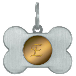 Monogram Gold E Pet ID Tag