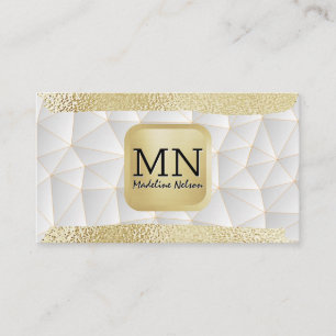 Monogram   Gold Foil Brushed   Modern Geometric Business Card