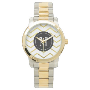 Monogram Gold Foil Chevron Watch