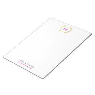 Monogram Gold Foil Laurel & Spade Notepad