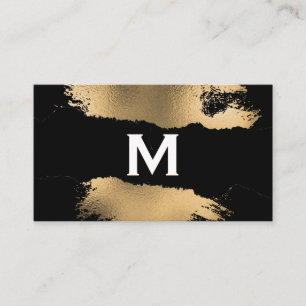 Monogram Gold Foil Splatter Torn Effect Business Card