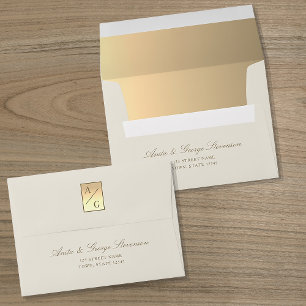 Monogram Gold Foil Wedding Envelope